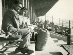 Living in the bleachers at the Race Track, June 1946